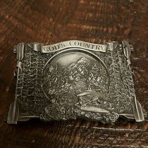 Vintage God’s Country Brass Belt Buckle or Decor